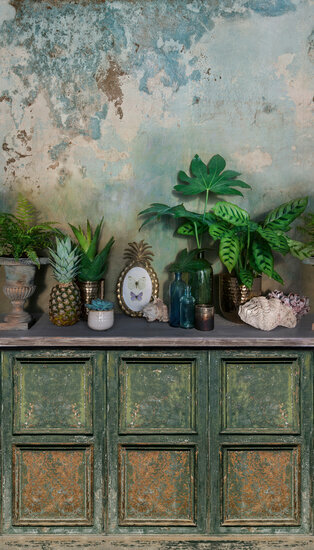 Dutch Wallcoverings One Roll One Motif A39001 Green Trompe Behang