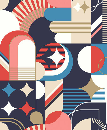 Dutch Wallcoverings Pop M474-10 blauw Behang