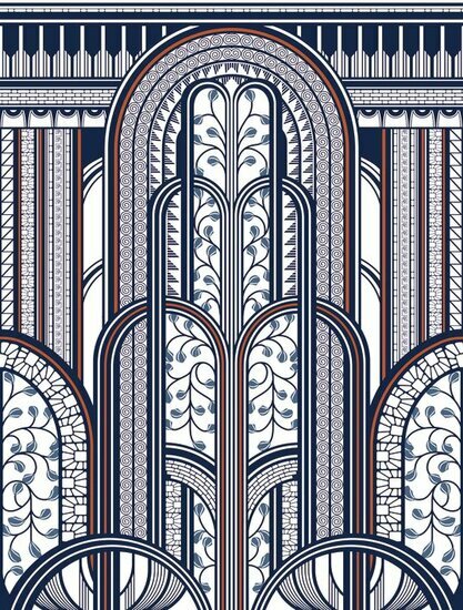 Casadeco 1930 MNCT85876543 - Blauw / Grijs Behang