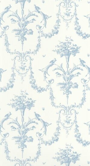 Casadeco Les Belles Toiles De Jouy LBTJ87926716 - Blauw / Wit Behang