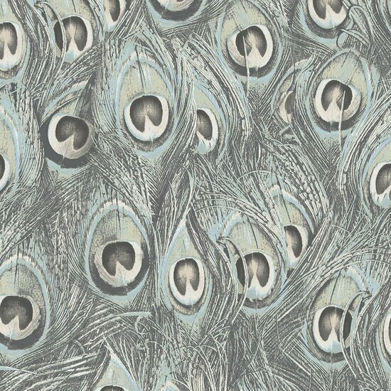 Madame de pompadour Salon de Versailles aqua paonne- pauw/peacock Behang