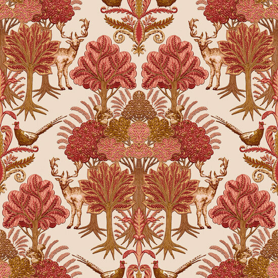 Dutch Wallcoverings Tapestry TP422304 Nordic Deer Forest Rood Behang
