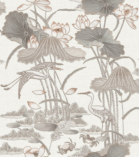 Dutch Wallcoverings Tapestry TP422701 Lotus Pond Grijs Behang