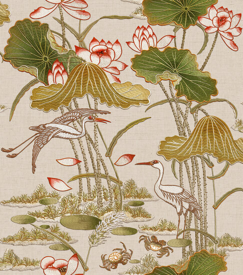 Dutch Wallcoverings Tapestry TP422703 Lotus Pond Groen Behang