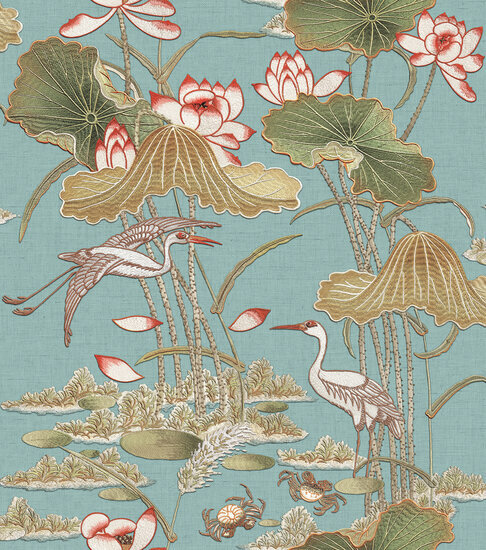 Dutch Wallcoverings Tapestry TP422704 Lotus Pond Grijs Behang