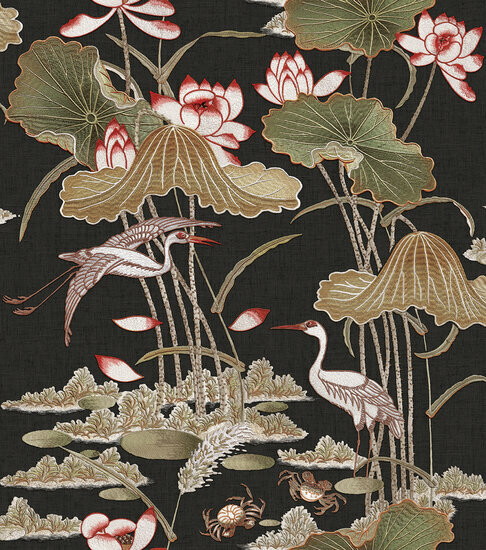 Dutch Wallcoverings Tapestry TP422706 Lotus Pond Chocolate Behang