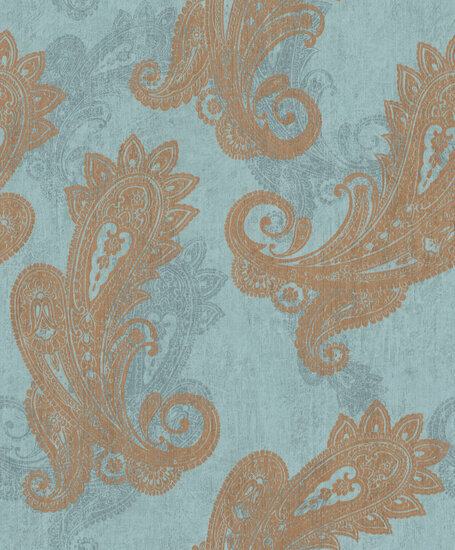 Rasch Indian Styles - 746440 Blauw Behang