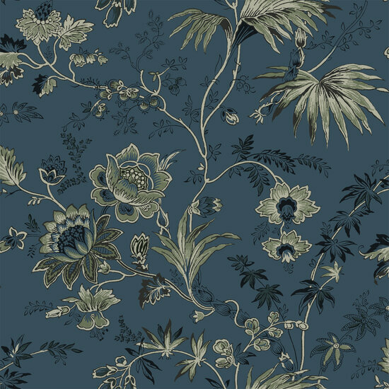 Esta Home Vintage Flowers blauw 139315 - Blauw Behang