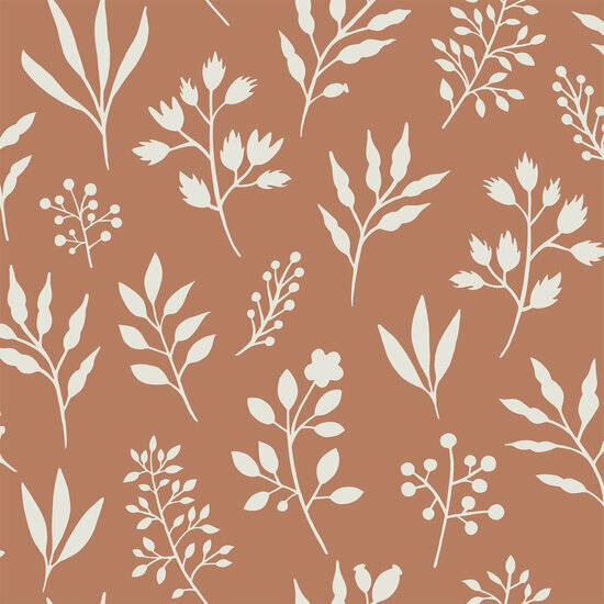 Esta Home Vintage Flowers oranje - terracotta 139319 - Terracotta - Oranje Behang