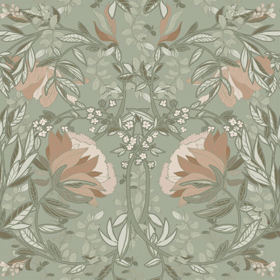 Esta Home Vintage Flowers groen 139419 - Groen Behang