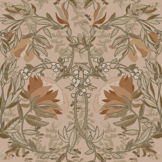 Esta Home Vintage Flowers beige - roze 139460 - Roze - Beige Behang