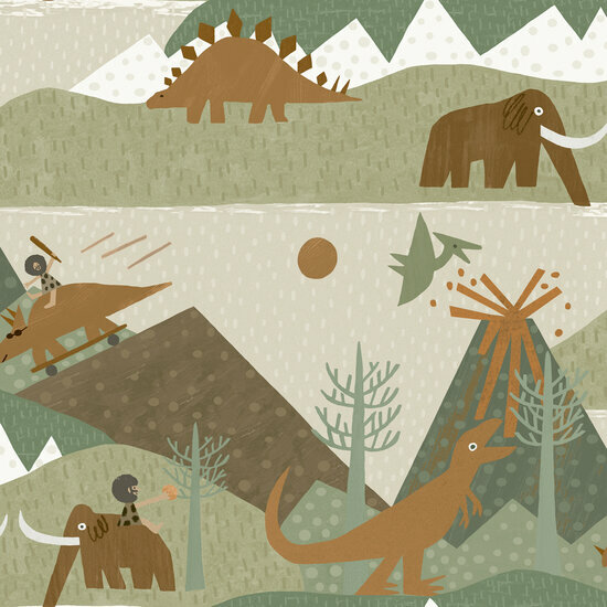 Dutch Wallcoverings Dream Catcher Prehistoric Grn - Oranje 13260 Behang