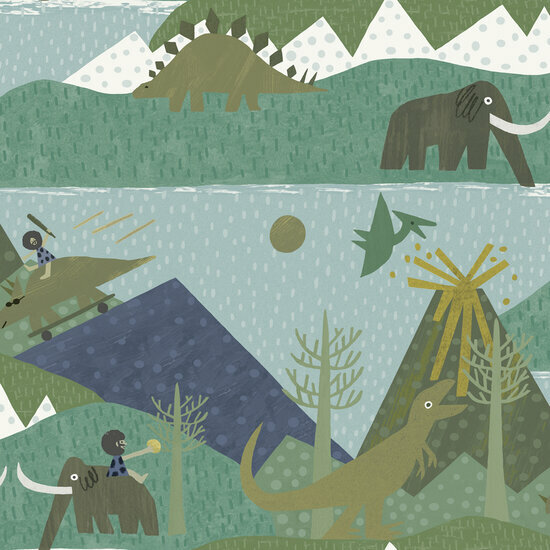 Dutch Wallcoverings Dream Catcher Prehistoric Teal 13261 Behang