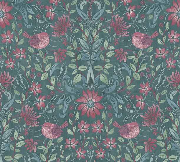 AS Creation Maison Charme 39075-4 - 390754 Groen / Roze Behang