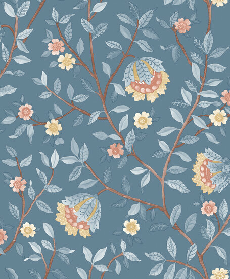 Dutch Wallcoverings Botanique B199-01 / B19901 blauw - beige Behang