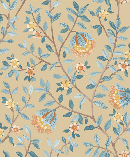 Dutch Wallcoverings Botanique B199-02 / B19902 beige - blauw Behang