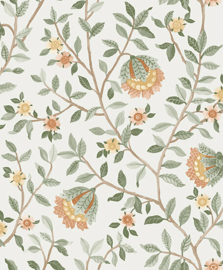 Dutch Wallcoverings Botanique B199-04 / B19904 wit - oker Behang