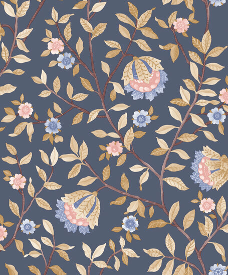 Dutch Wallcoverings Botanique B199-11 / B19911 blauw - beige Behang