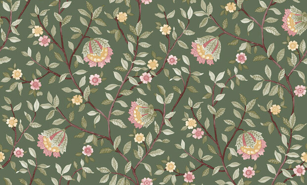 Dutch Wallcoverings Botanique B199-84D / B19984D groen - geel Behang