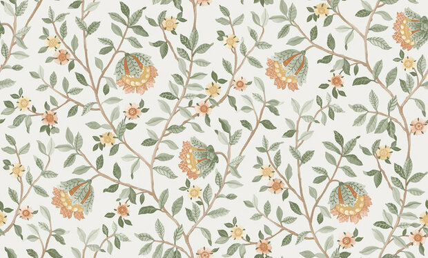 Dutch Wallcoverings Botanique B199-94D / B19994D wit - oker Behang