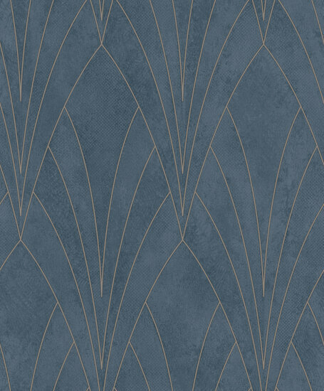Dutch Wallcoverings Elegance L856-01 blauw - goud Behang