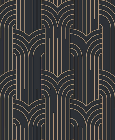 Dutch Wallcoverings Elegance M421-19 zwart - goud Behang