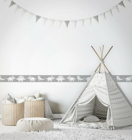 Noordwand Kids Walls Little Adventures Randje 45804 Grijs Behang