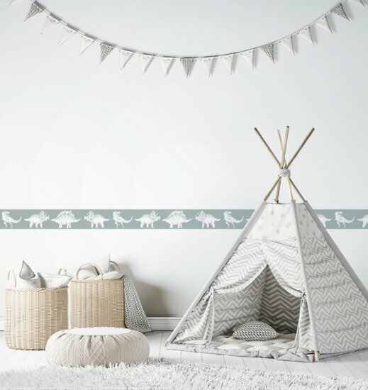 Noordwand Kids Walls Little Adventures Randje 45806 Grijs - Groen Behang