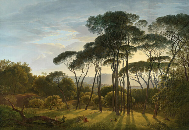 FBK Rijksmuseum Italiaans Landschap met parasoldennen Hendrik Voogd RM1 Behang