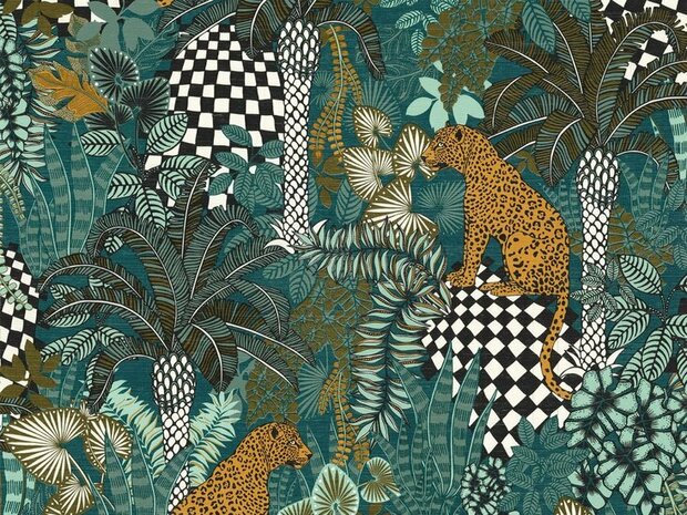 Casamance Aventura 75500202 - Groen / Blauw Behang