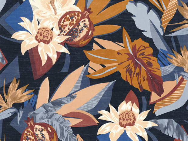 Casamance Aventura 75531426 - Blauw / Bruin Behang