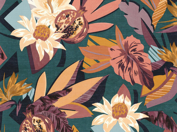 Casamance Aventura 75531630 - Blauw / Roze Behang