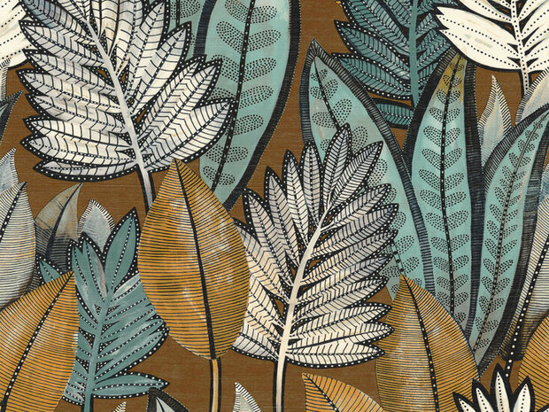 Casamance Aventura A74680774 - Bruin / Blauw Behang