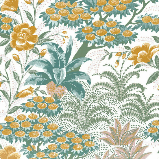 Casamance Ete Indien 75080100 - Roze / Wit Behang