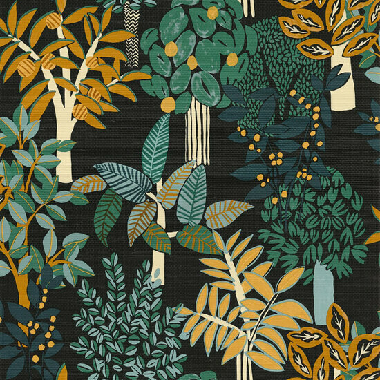 Casamance Golfe Du Bengale 75940508 - Multicolours / Zwart Behang