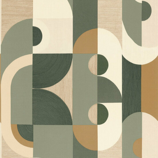 Casamance Mouvements 75990100 - Beige / Groen Behang