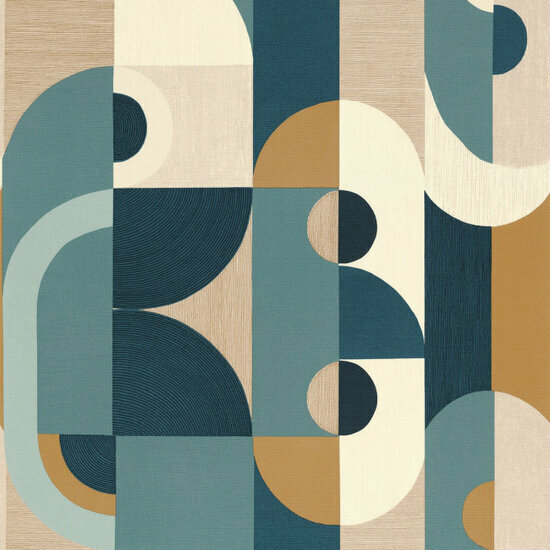 Casamance Mouvements 75990508 - Beige / Blauw Behang