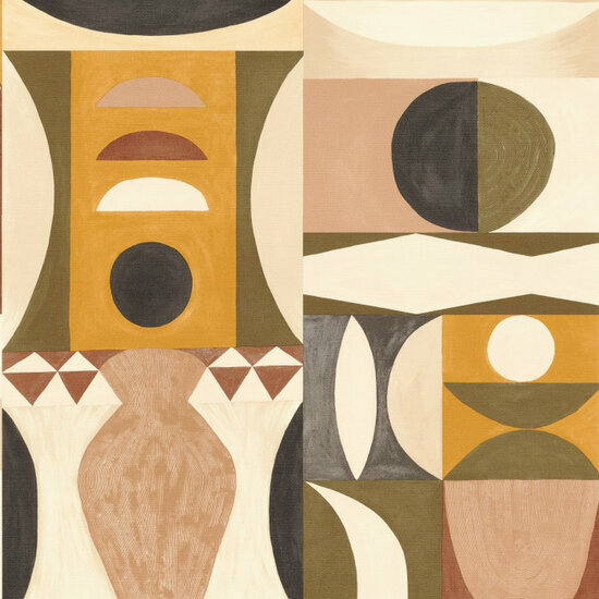 Casamance Mouvements 76032446 - Roze / Groen Behang