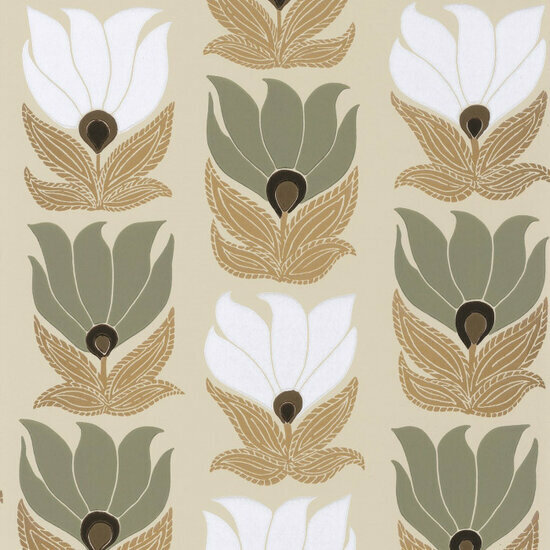 Casamance Square Jasmin 75690712 - Beige / Groen Behang