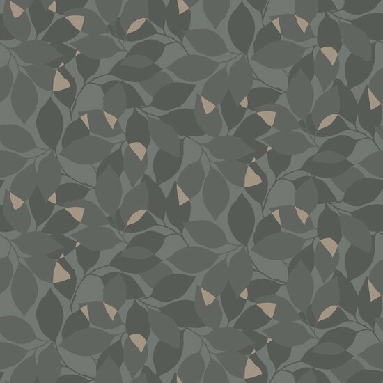 Dutch Wall Decor Blommor &amp; Blad 676-03 Zwart Behang