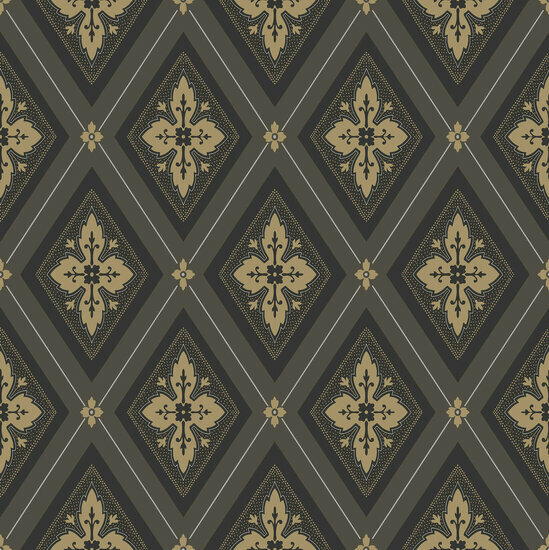 Dutch Wall Decor Swedish Heritage 692-04 Zwart / Goud Behang