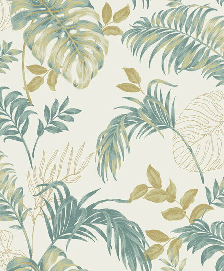 Dutch Wallcoverings Attitude A64302 Wit - Groen Behang