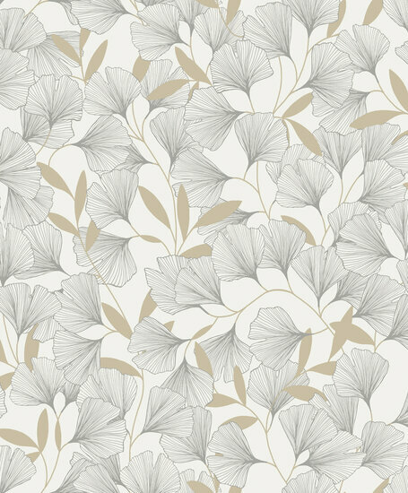Dutch Wallcoverings Attitude A64401 Wit - Beige - zilver Behang