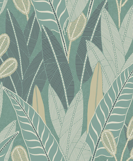 Dutch Wallcoverings Attitude A65703 Blauwgroen Behang