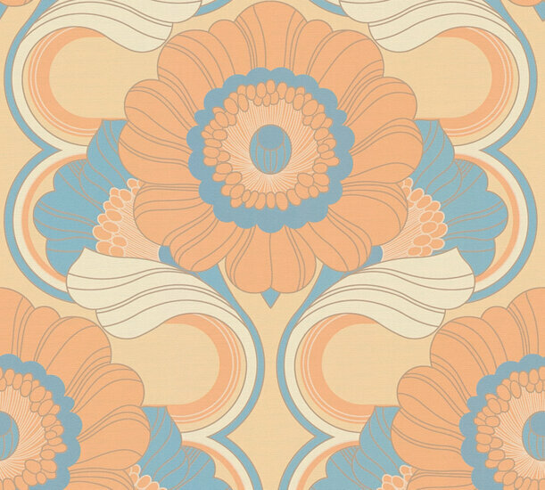 AS Creation Retro Chic - 39530-2 / 395302 Blauw - Oranje Behang