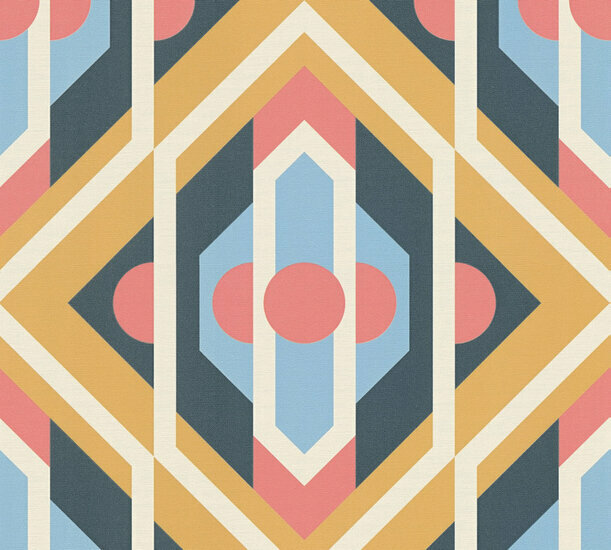 AS Creation Retro Chic - 39531-4 / 395314 Blauw - Geel Behang