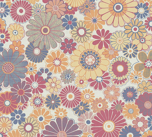 AS Creation Retro Chic - 39535-4 / 395354 Rood - Blauw Behang