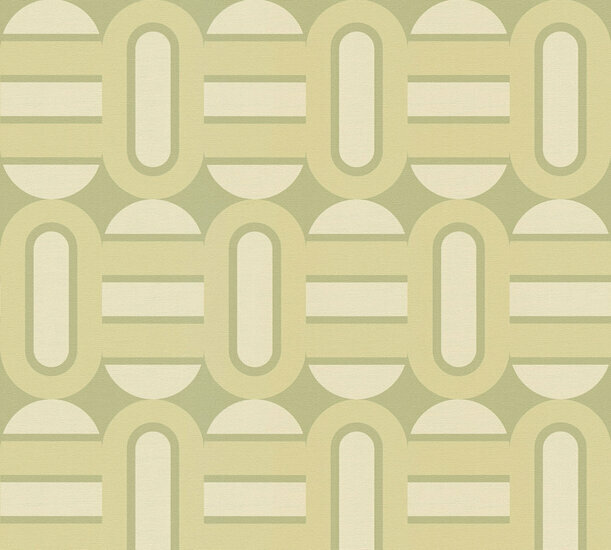 AS Creation Retro Chic - 39536-1 / 395361 Groen - Cr&egrave;me Behang