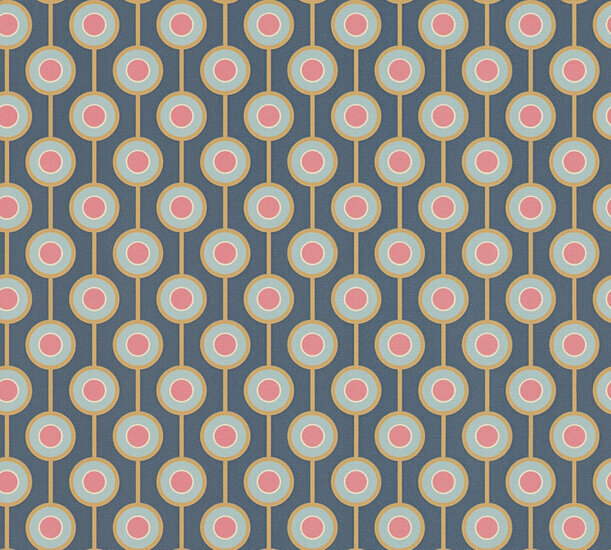 AS Creation Retro Chic - 39537-1 / 395371 Blauw - Oranje Behang