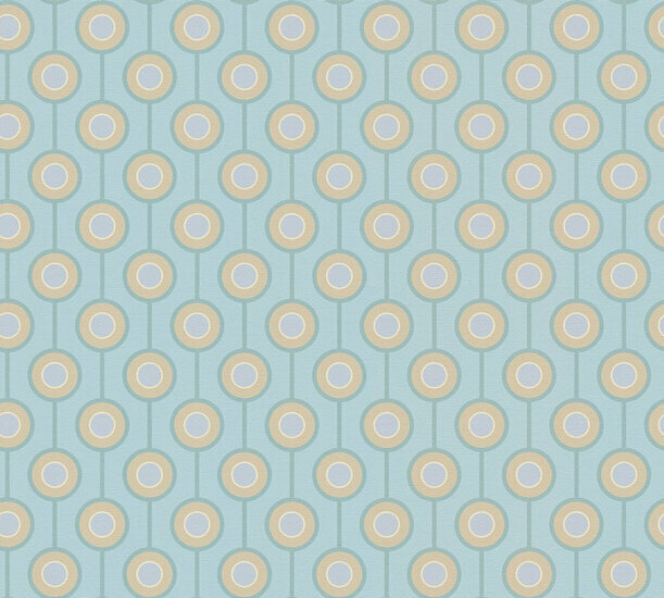 AS Creation Retro Chic - 39537-4 / 395374 Turquoise - Blauw Behang